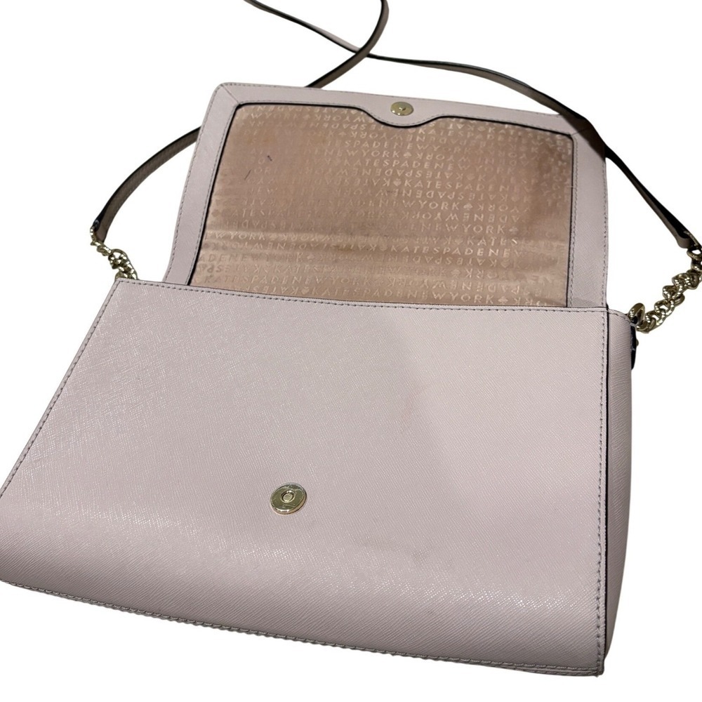 Kate Spade New York Leather Flap Crossbody Bag Black Pink Chain Strap - Picture 8 of 16